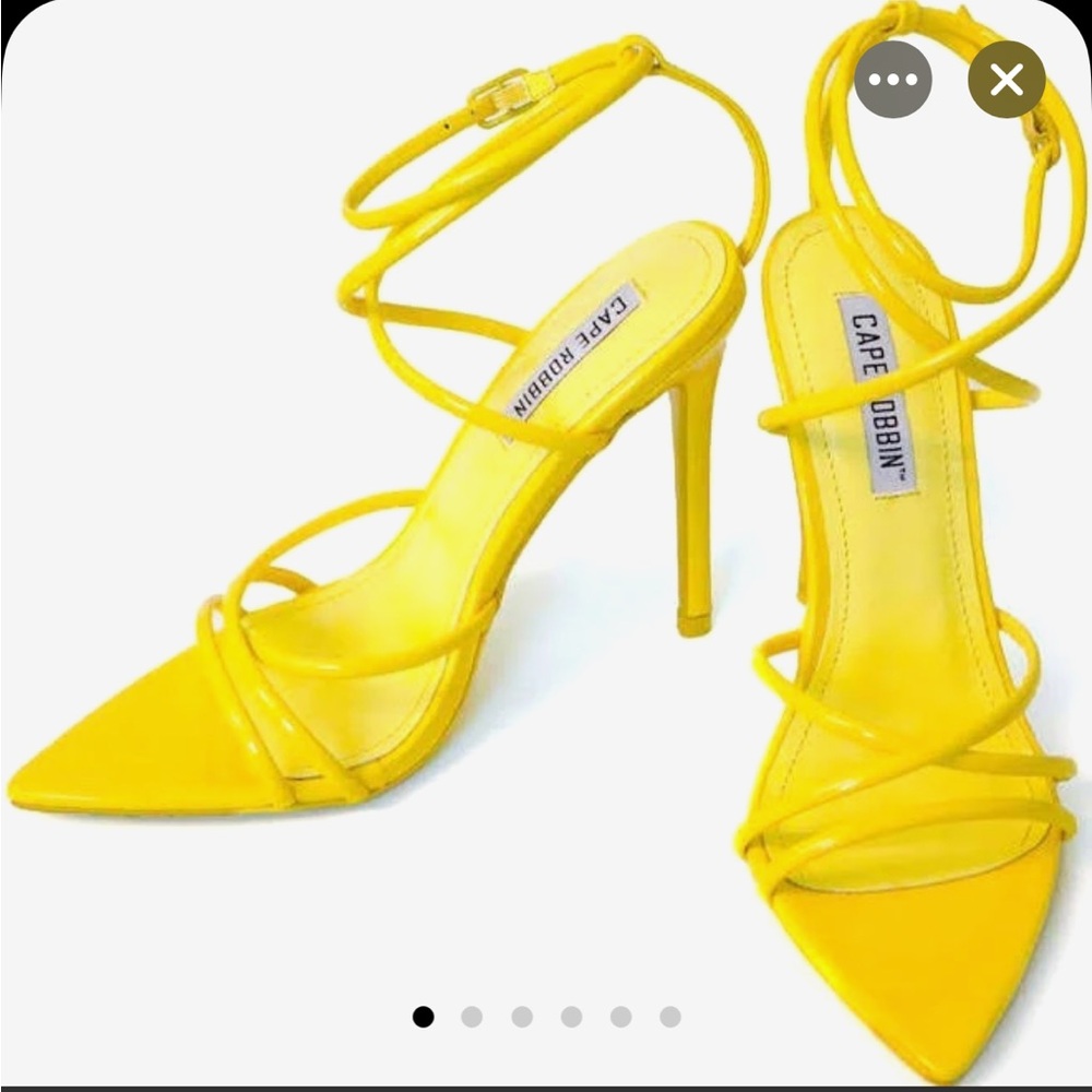 Yellow strappy heels
